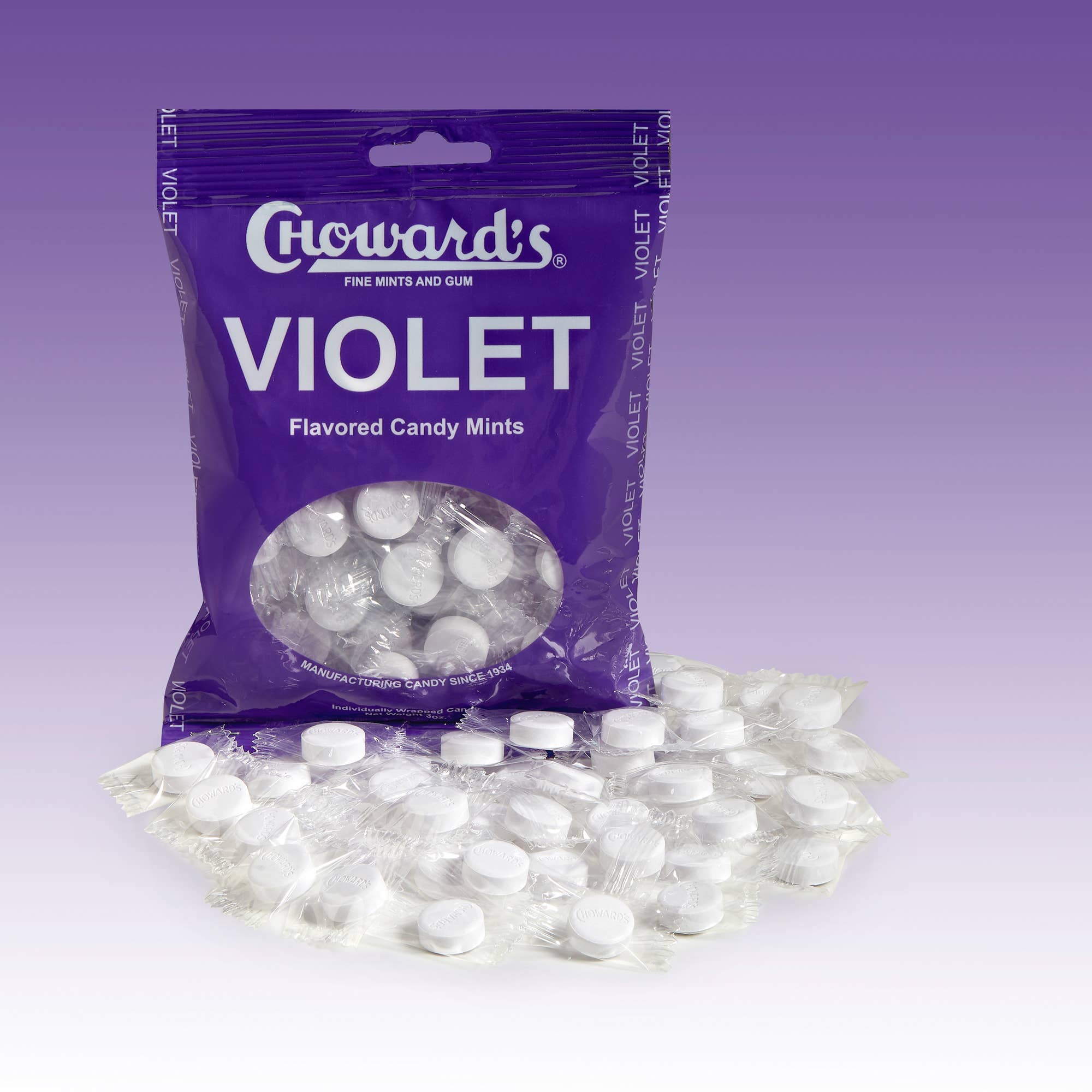 C. Howard Company, Inc. - Wholesale Mints - Choward's Violet Mints Peg Bag 3oz.1