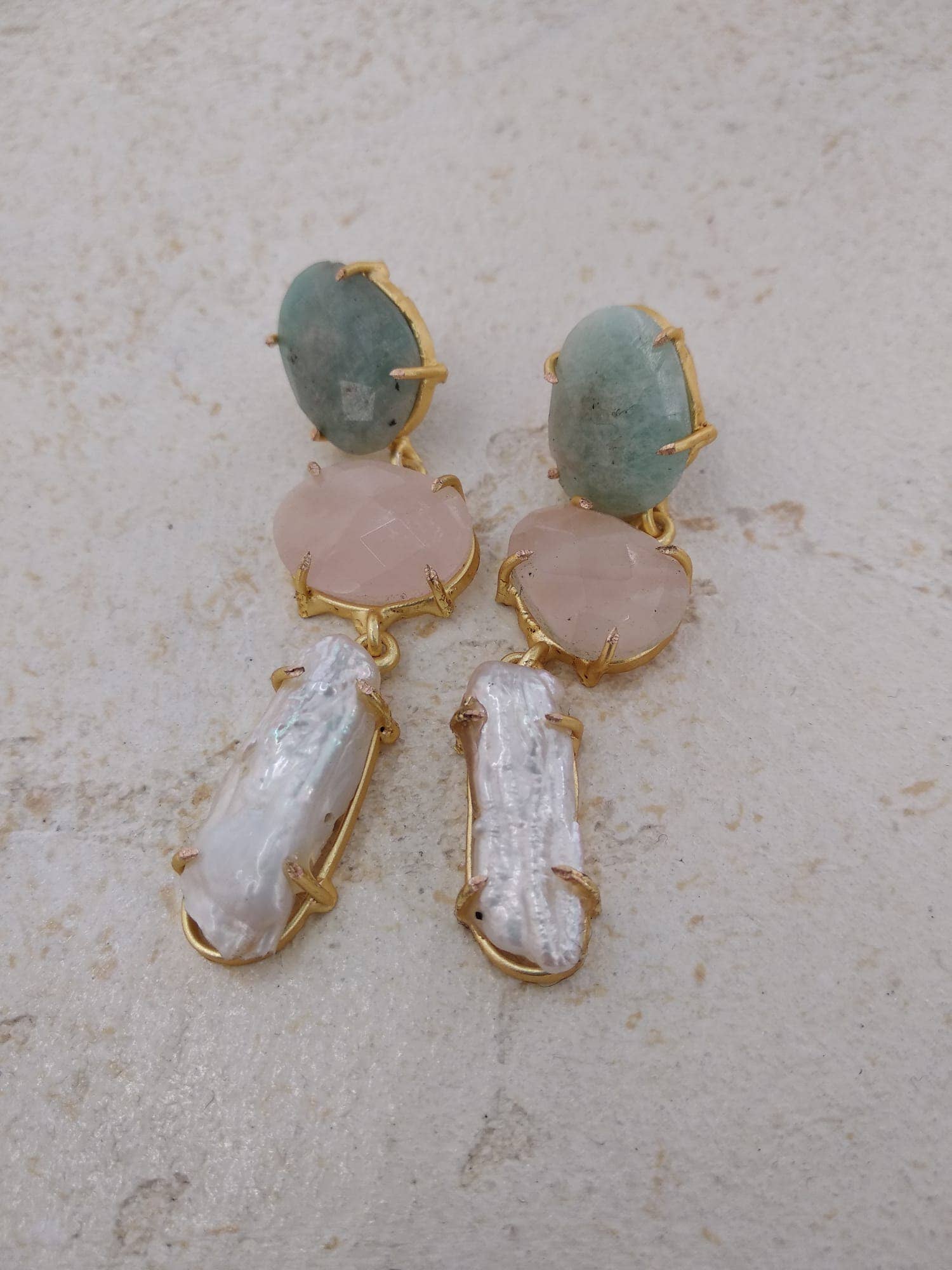 ACUS - Wholesale Dangle Earrings - Amazonite, Rose, and Pearl Jubia Green Earrings0