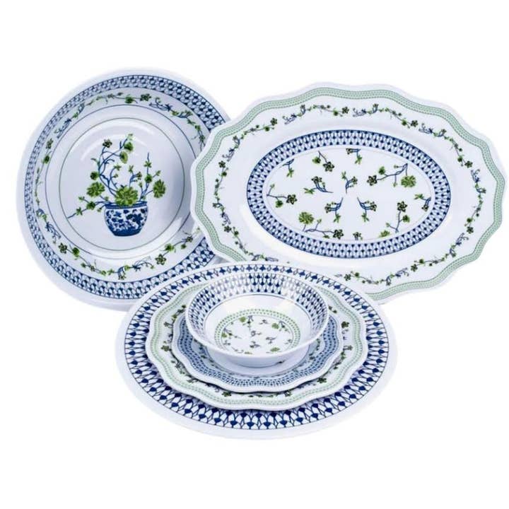 Floral Cache Pot Melamine Dinnerware Collection for wholesale by The Enchanted Home