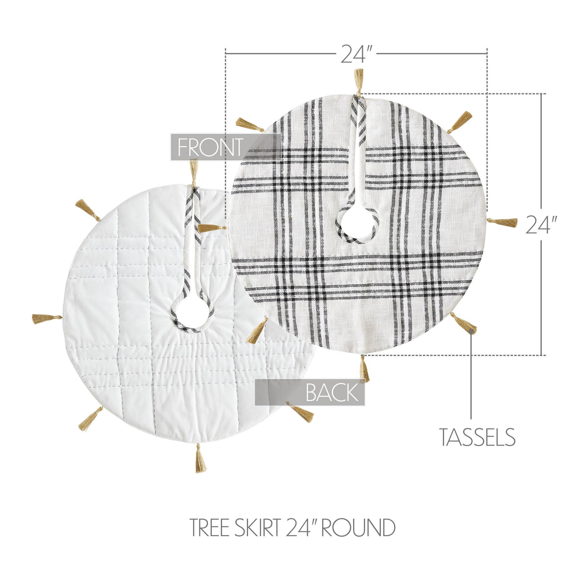 VHC Brands - Wholesale Tree Skirt - Wintergleam Black White Plaid Tree Skirt 243