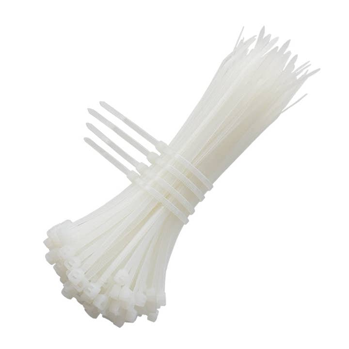 FIXTUREDISPLAYS - Wholesale Craft Supplies - 4" 100PK White Network Cable Cord Wire Tie Strap Zip Tie Nylon 101721WHITE