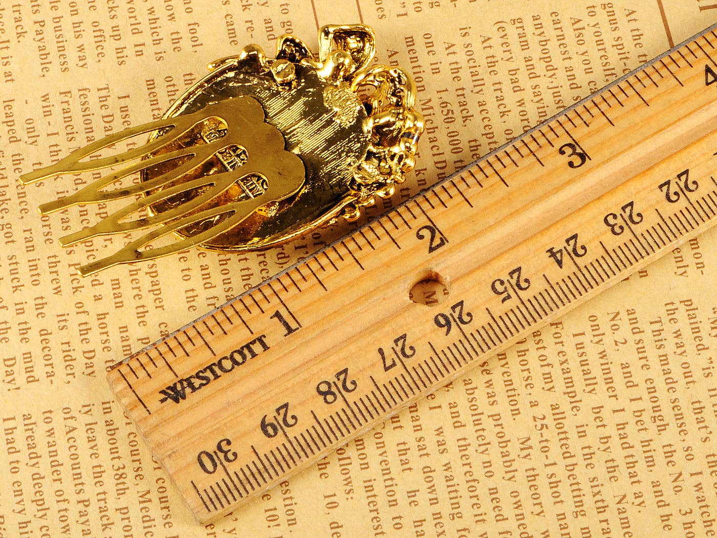 AK Brand - Wholesale Hair Pin - Gold Sculpted Lady Carved Intricate Single Hair Pin2