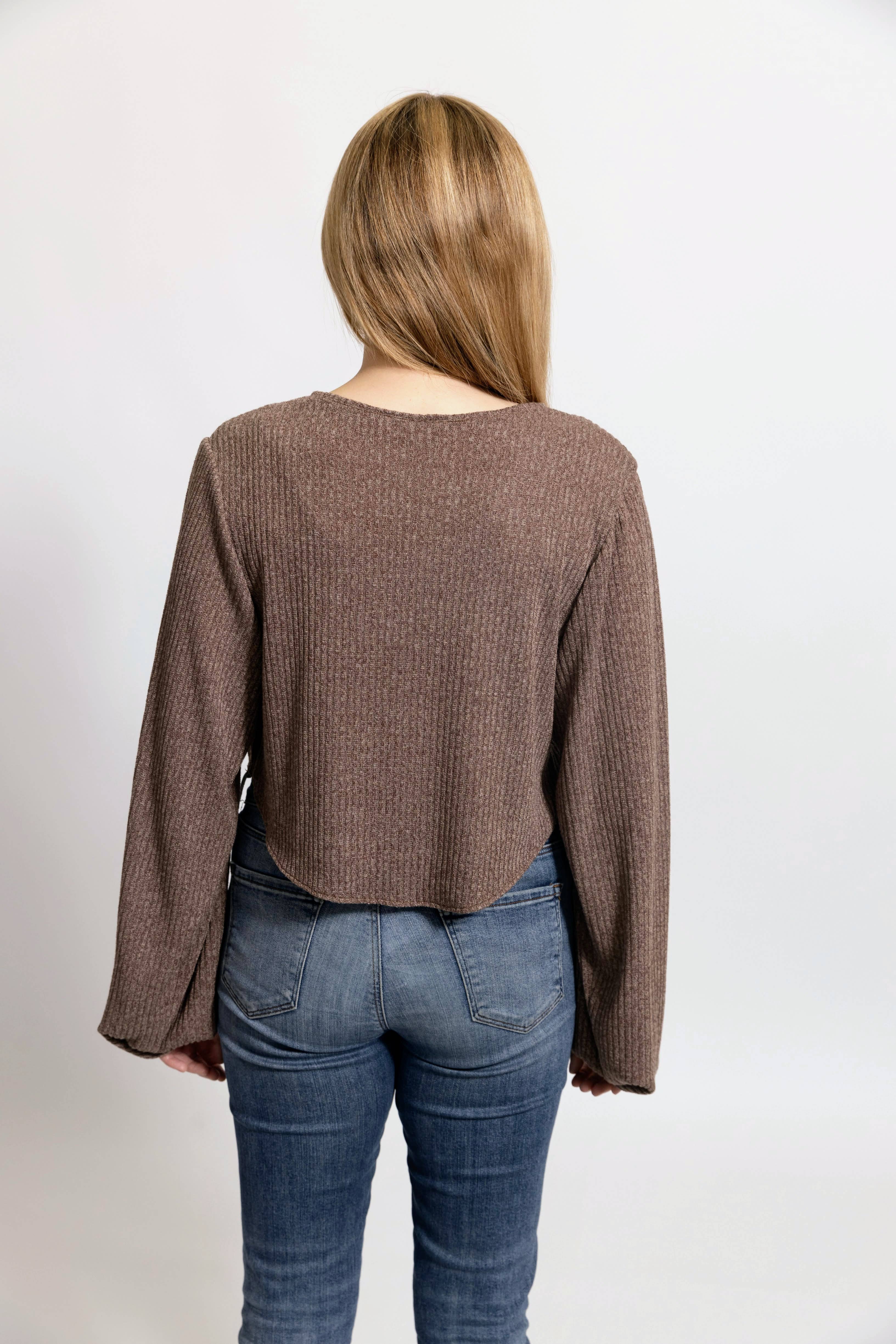 CQuinn - Wholesale Knit Top - Women's - Rosemary Shrug - Mocha1