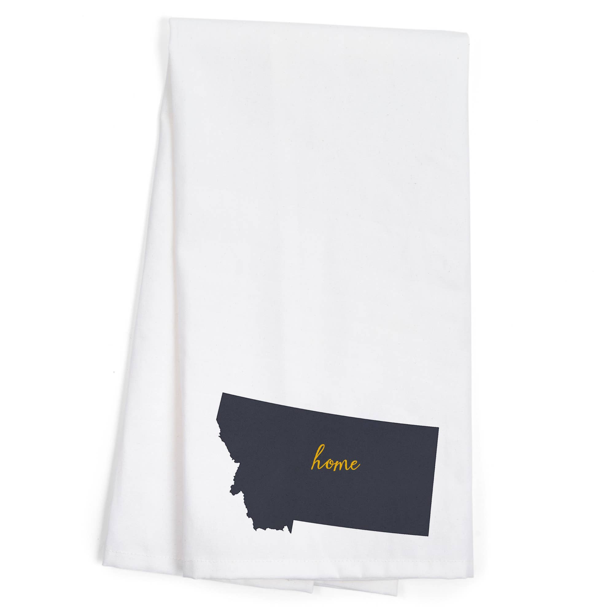 Lantern Press - Wholesale Tea Towel - ORGANIC TEA TOWEL Montana, Home State, Gray on White0