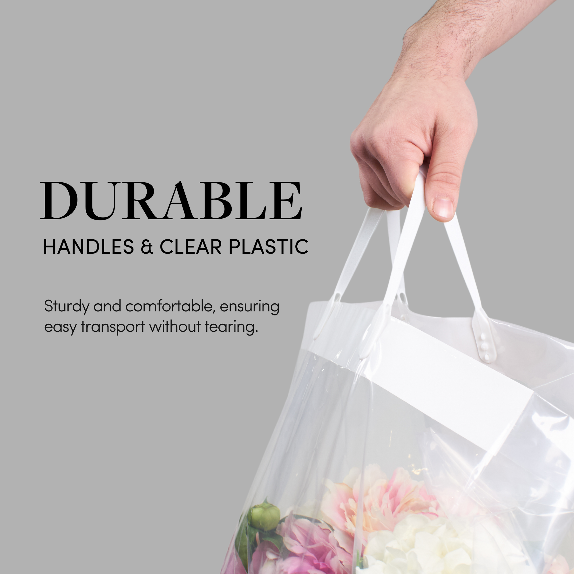 Jacobson - Wholesale Gift Bag - 100PK - Clear Plastic Carry Out Bags - Floral Supplies2
