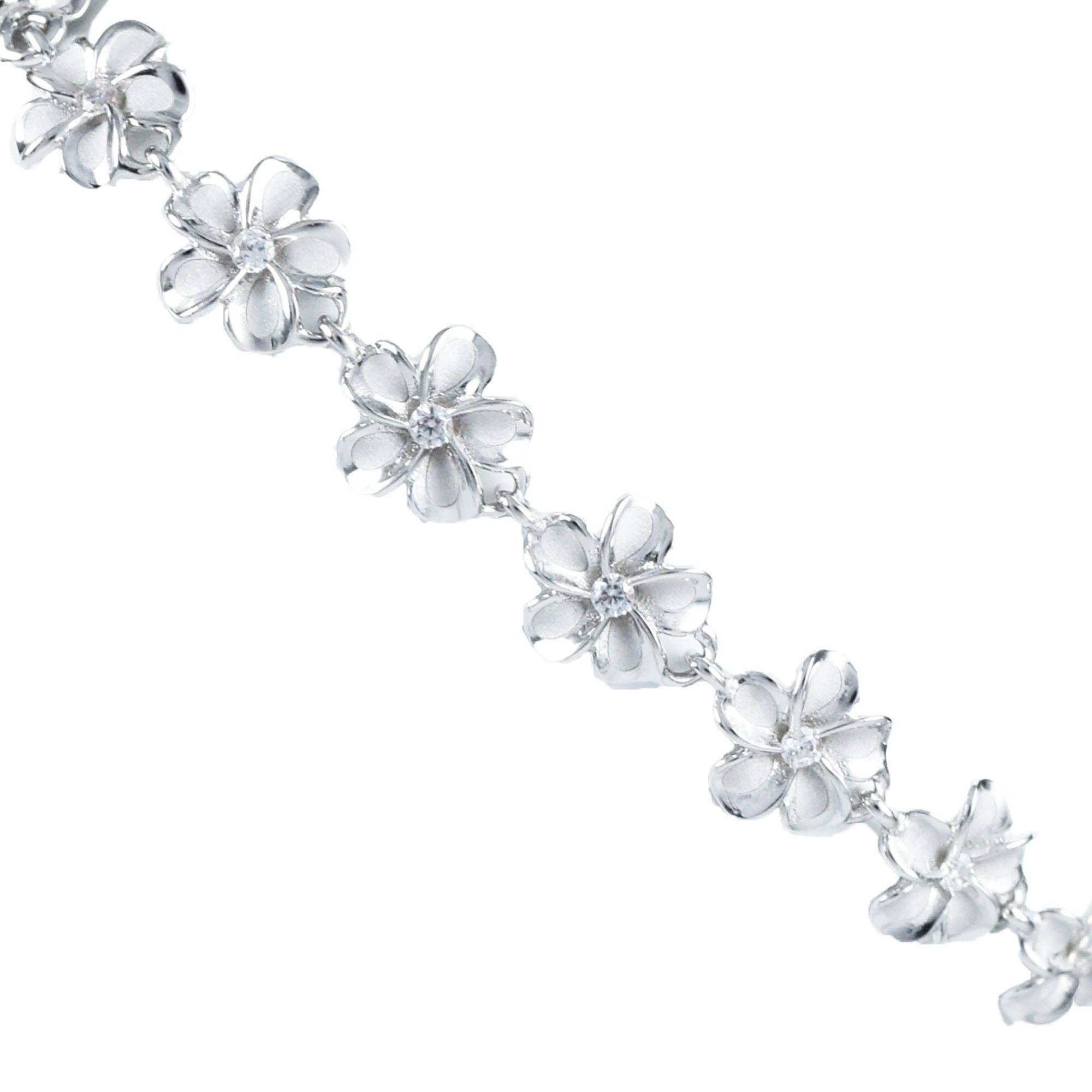 Paradise Treasures Jewelry - Wholesale Anklet - Adjustable Hawaiian Plumeria Ankle Bracelet, Sterling Silver Plumeria Flower CZ Anklet, Christmas Mom Mother Birthday Gift1