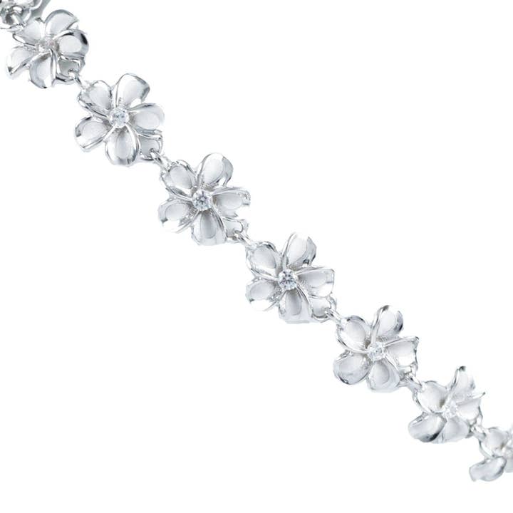 Paradise Treasures Jewelry - Wholesale Anklet - Adjustable Hawaiian Plumeria Ankle Bracelet, Sterling Silver Plumeria Flower CZ Anklet, Christmas Mom Mother Birthday Gift1