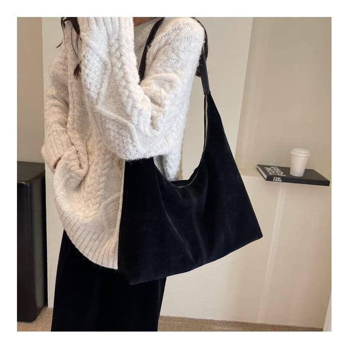 FurDecoration - Wholesale Shoulder Bag - Women's - Suede Large Solid Color Shoulder Bag3