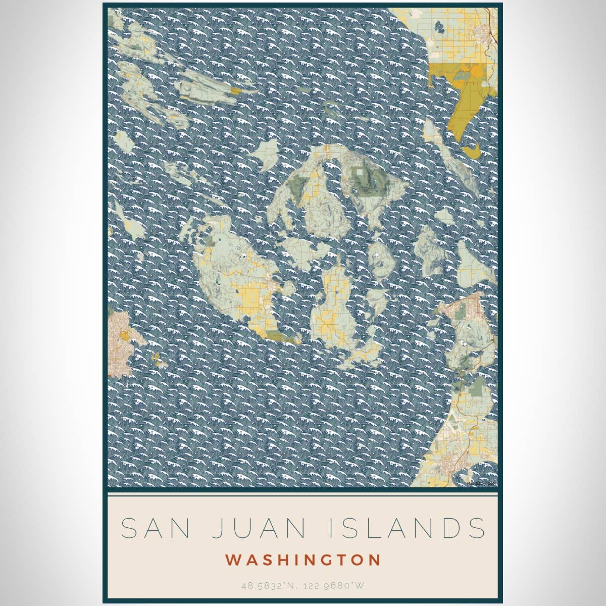 JACE.design - Wholesale Art Print - San Juan Islands WA Map Print Woodblock3
