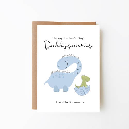 Personalised 'Daddysaurus' Dinosaur Father's Day Card for wholesale by Paper Daisies by j'adorne