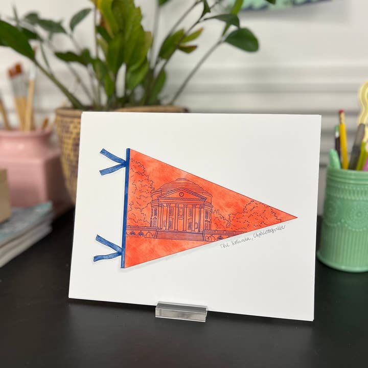 Thirteenwinks - Wholesale Art Print - Charlottesville, VA Virginia Rotunda Pennant Flag Art Print College, Charlottesville art print
