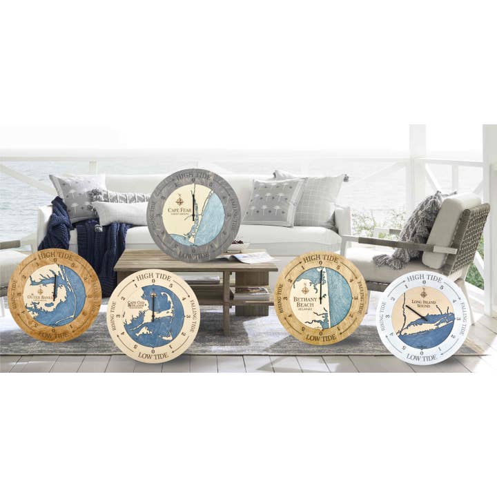 Sea & Soul Nautical Chart Art – Relógio de parede por atacado – Relógio de Marés de New Hampshire - Várias Localizações - 2 Níveis19