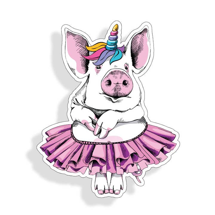 Pig Wearing TuTu Sticker for wholesale by Real Sticky