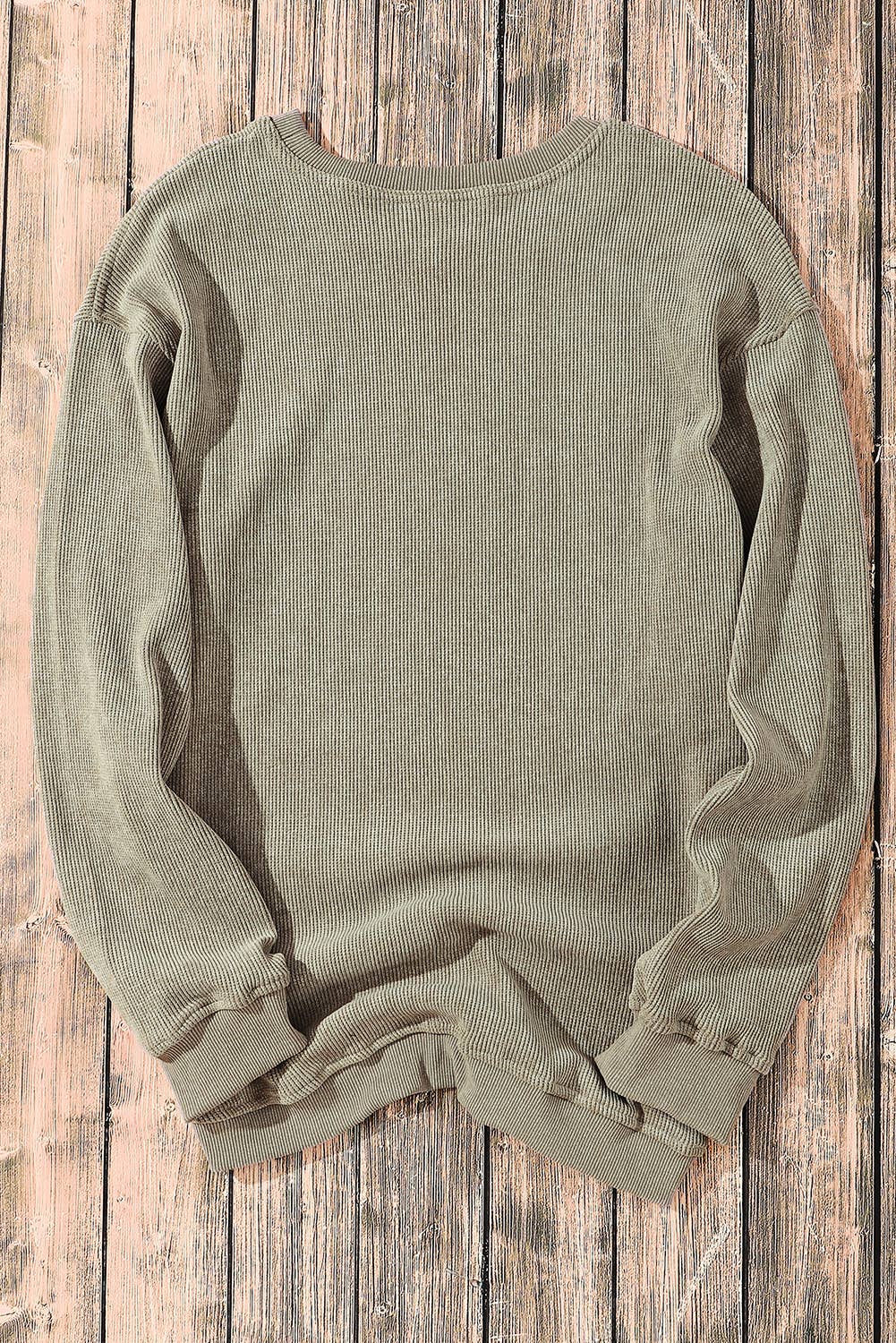 PartyEight - Wholesale Sweatshirt - Women's - Solid Ribbed Knit Round Neck Pullover Sweatshirt7