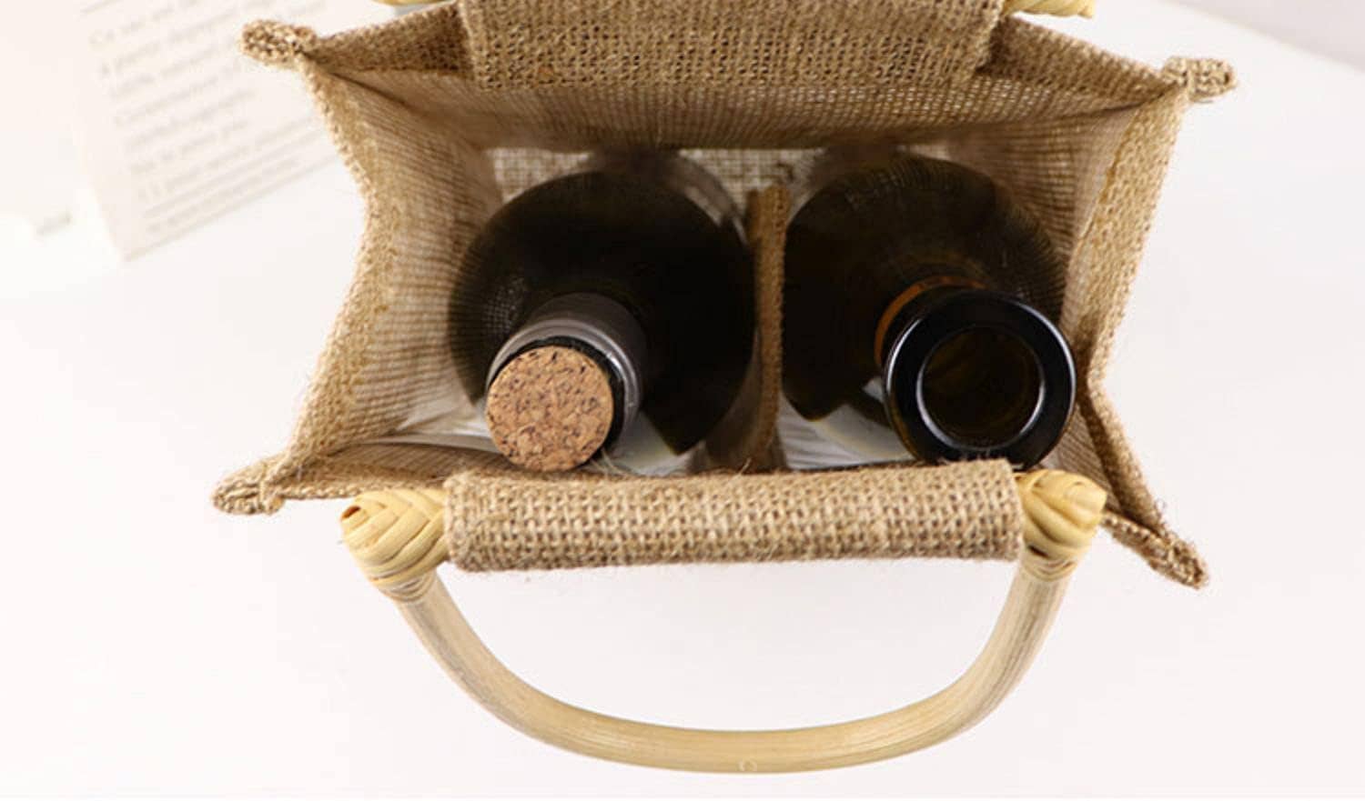 Alo Organic International - Wholesale Wine Gift Bag - Jute Wine Bottle Bag with Wooden D Handles Double Bottle.3