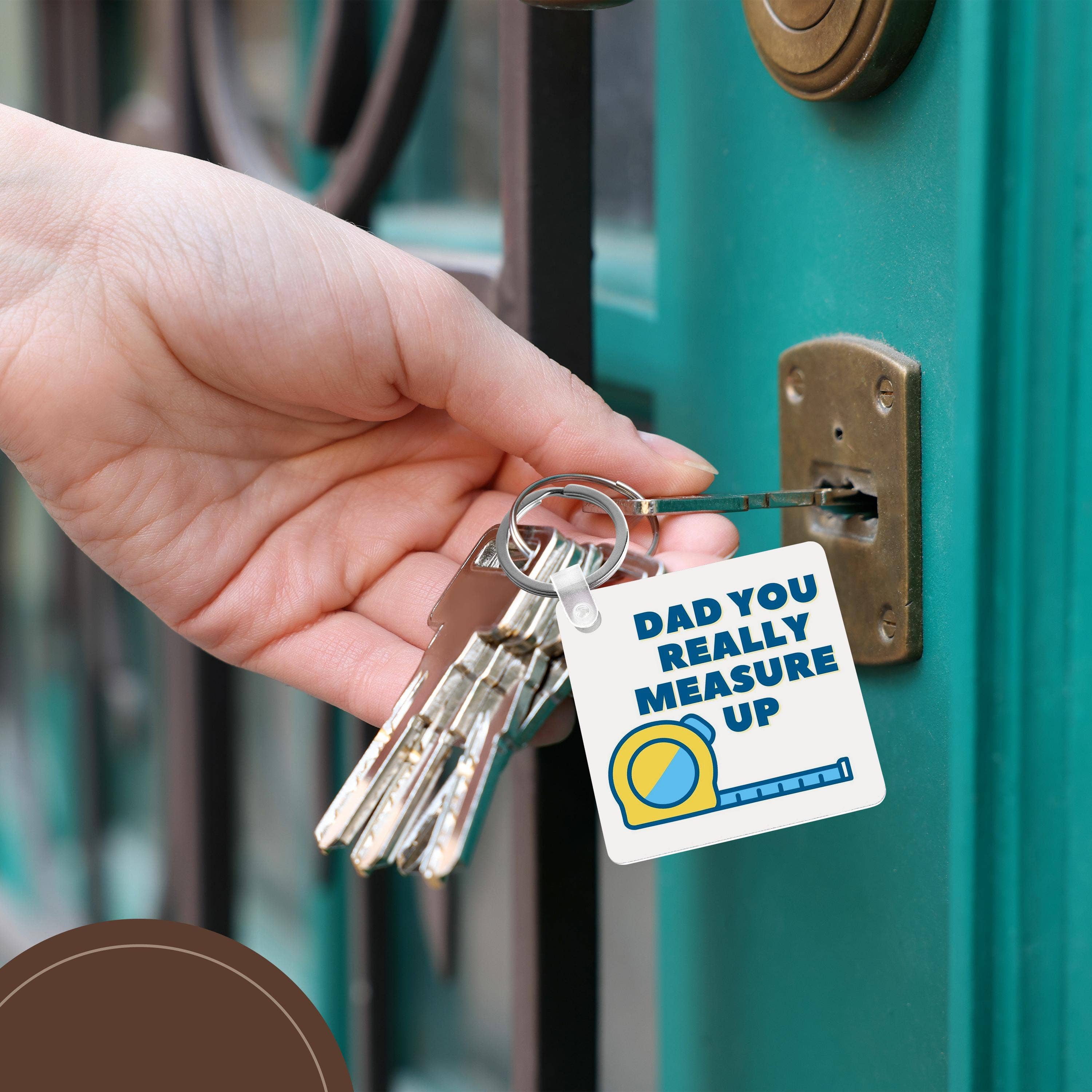 3dRose – Porta-chaves - Unissexo por atacado – 3dRose, Imagem de uma Fita Métrica com Texto de Pai, És Realmente de Medida, Porta-chaves5