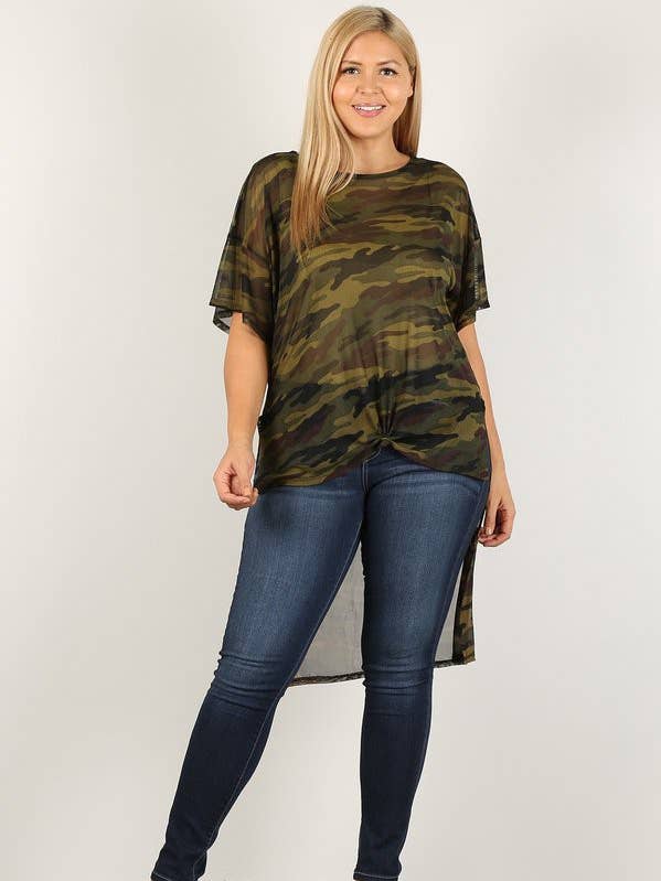 Camouflage Tunique Hi-Low pour grandes tailles - Camo Mesh - WG17008-T en vente sur Faire0