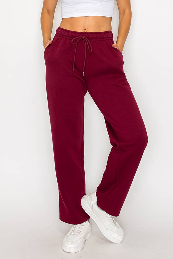 Color 5 – wholesale Mjukis- och joggingbyxor – Dam – Fleecelineda raka byxor i enfärgad färg med ficka15