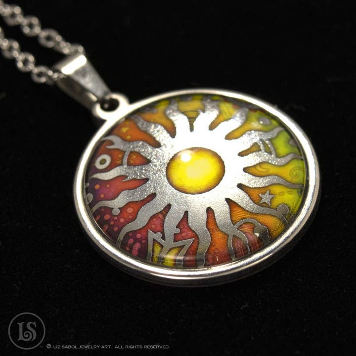 Liz Sabol Jewelry Art – wholesale Pendant/charm necklace – Celestial Centered Sun, Pendant, 28mm6