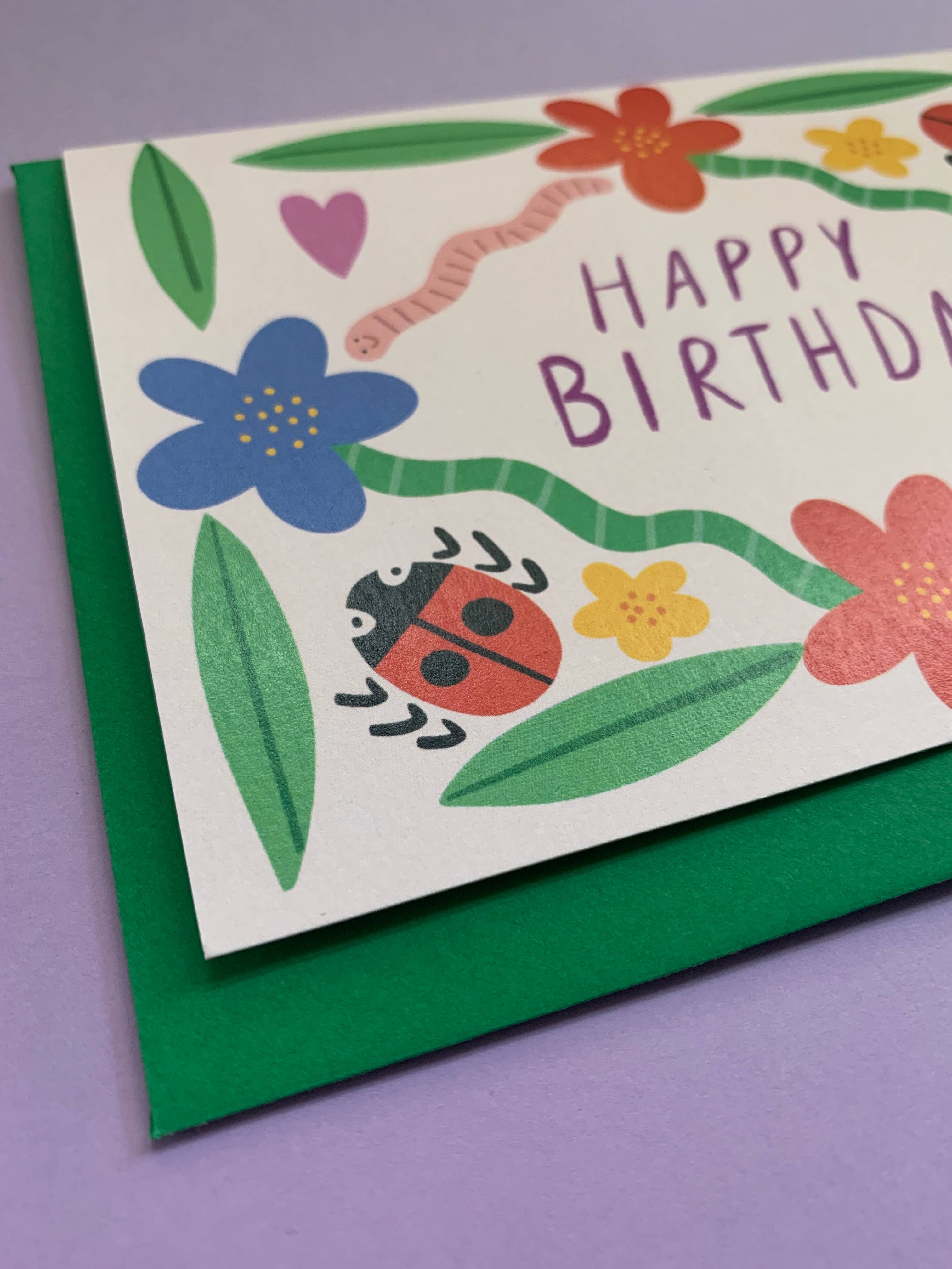 Kitty Kenda Papergoods – wholesale Birthday card – Garden Print Happy Birthday Greeting Card1