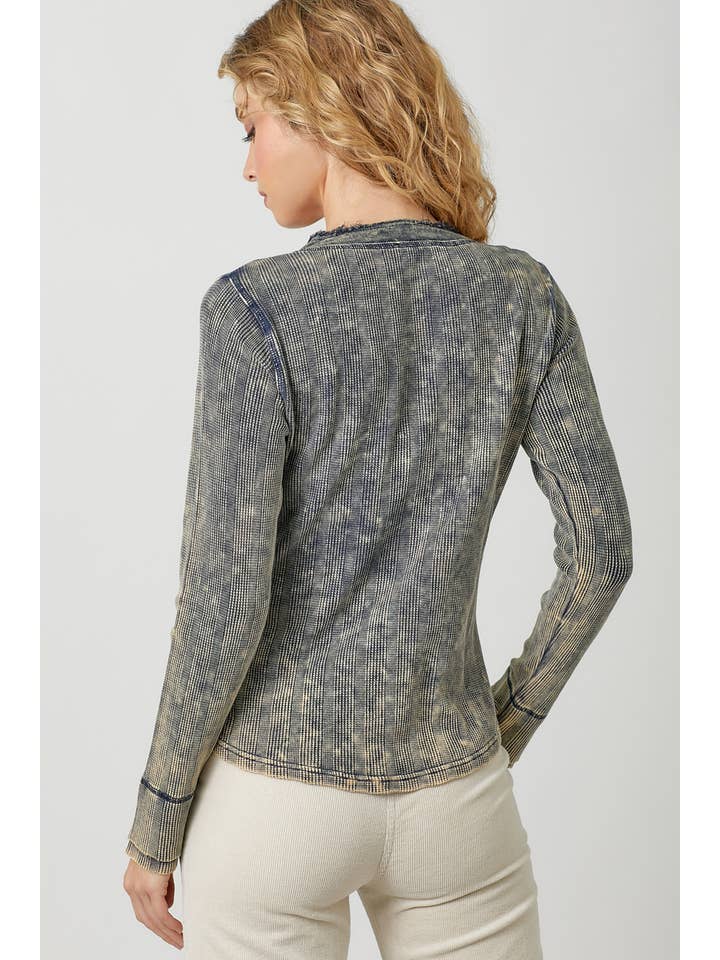 Mystree - Wholesale Knit Top - Women's - 60343 Washed Thermal Henley Top