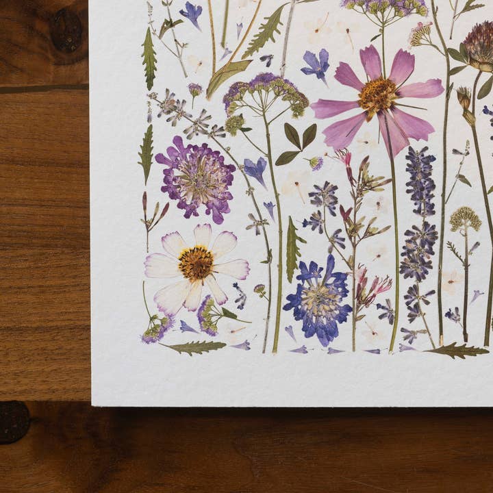 Hope Steinle Pressed Flower Art - Wholesale Art Print - Pressed Flower Collage Fine Art Print - "Serenity Blooms"3