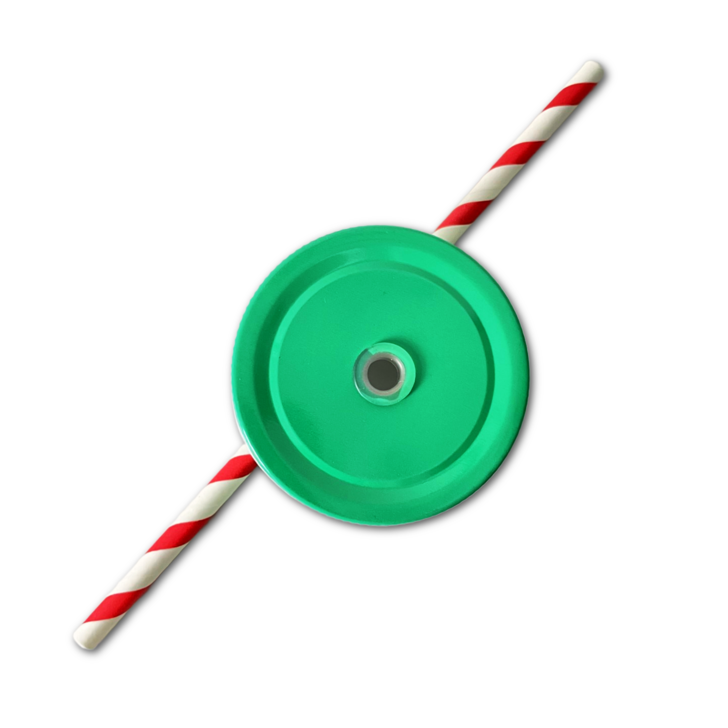 Oily Blends - Wholesale Drink Lids - Green Christmas Party Metal Mason Jar Lid with Paper Straw0