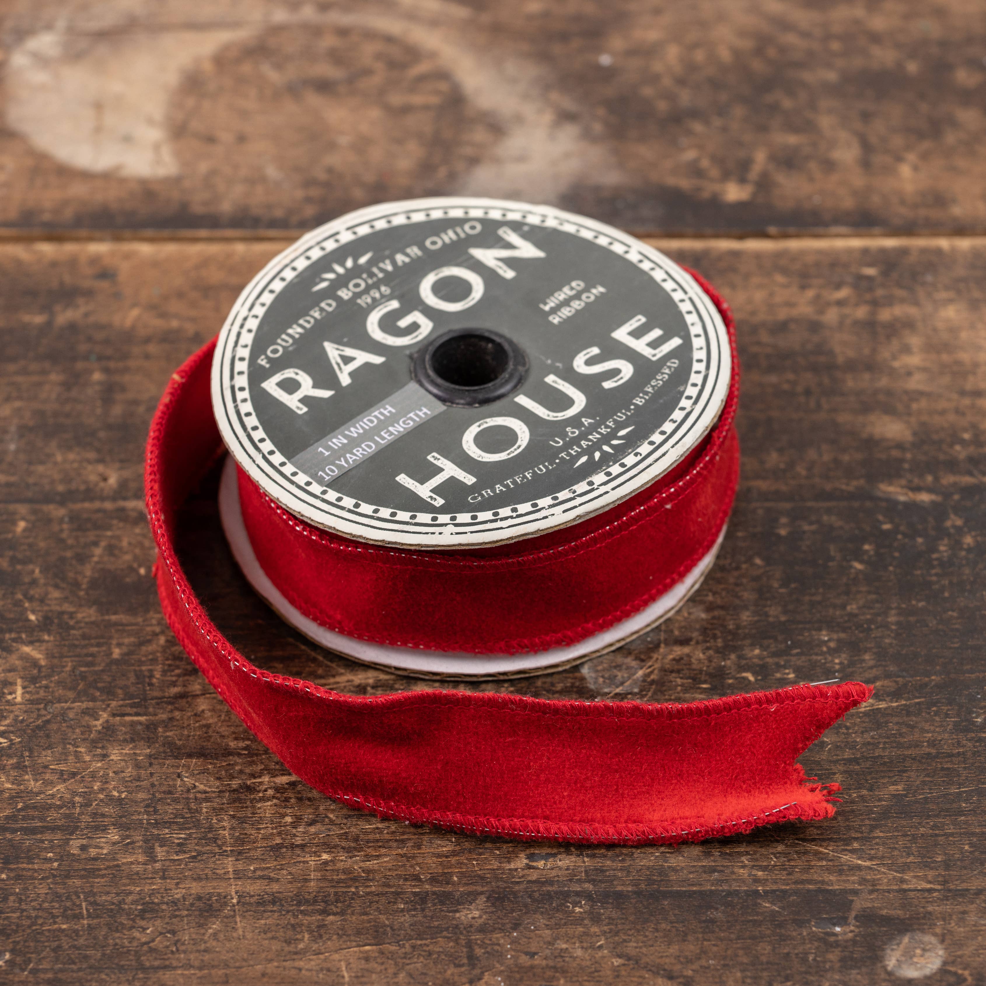 Ragon House - Wholesale Ribbon - Gift Wrapping - 1" RED VELVET RIBBON1