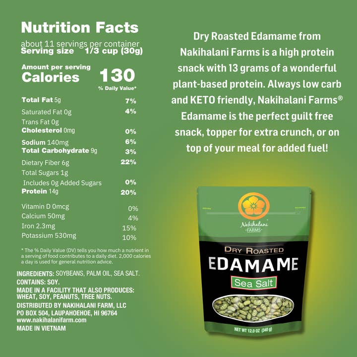 Nakihalani Farm - Vendita all'ingrosso Frutta secca - Edamame Tostato - Sale Marino 12oz Confezione Familiare2