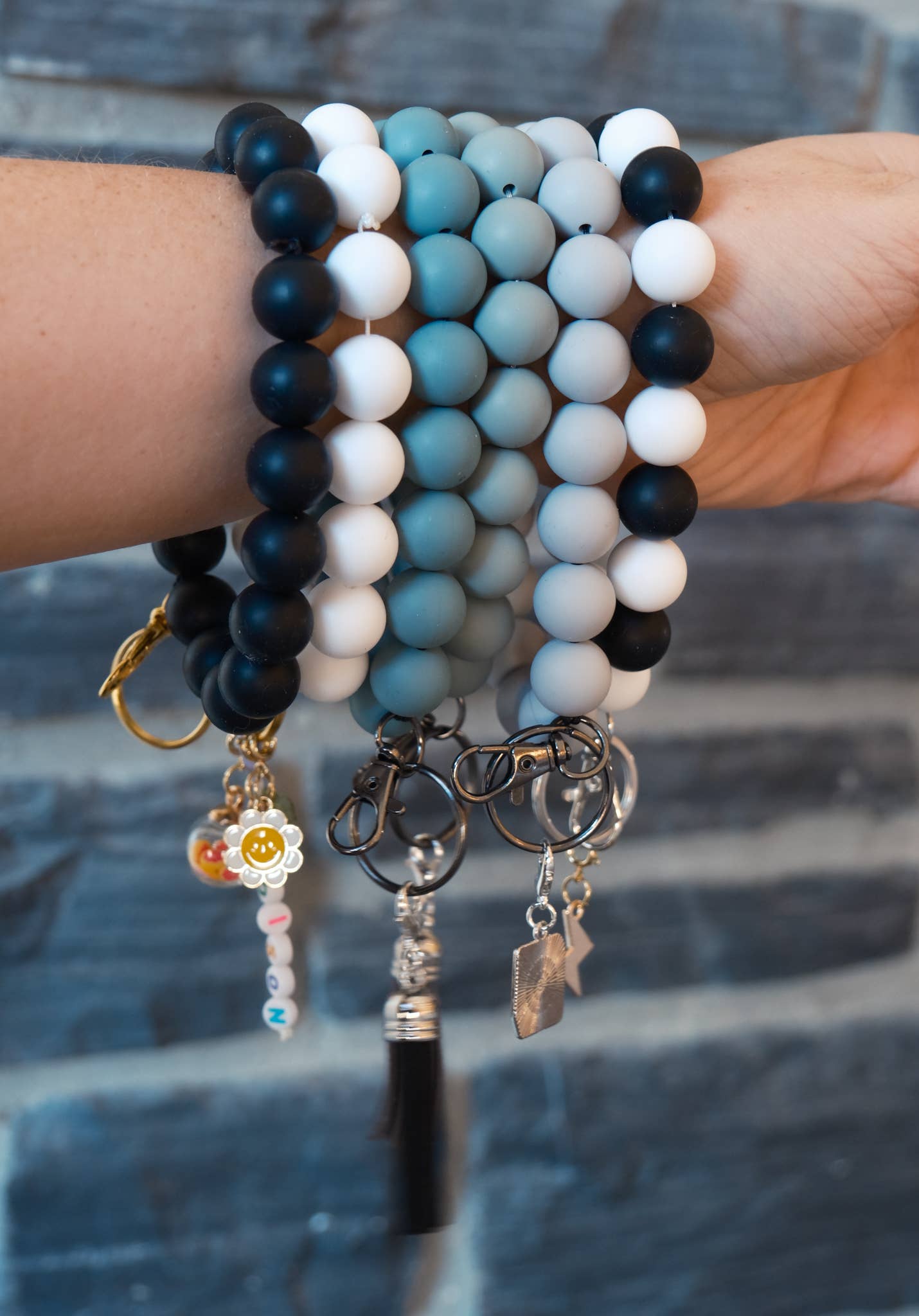 Daisy Chains Phone Charms - Wholesale Phonecase Strap - Silicone Bead Phone Charm Wristlet: Solid Colors15