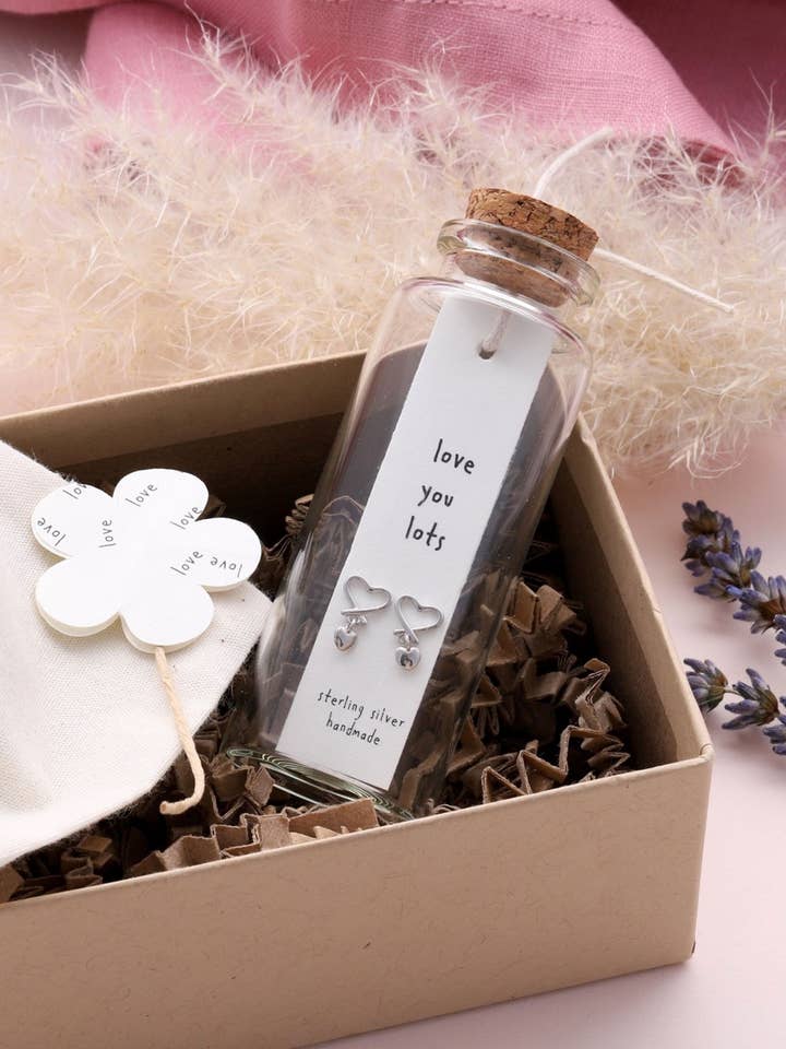 BT012 Earrings In A Message Bottle 'Love You Lots' for wholesale by Attic creations
