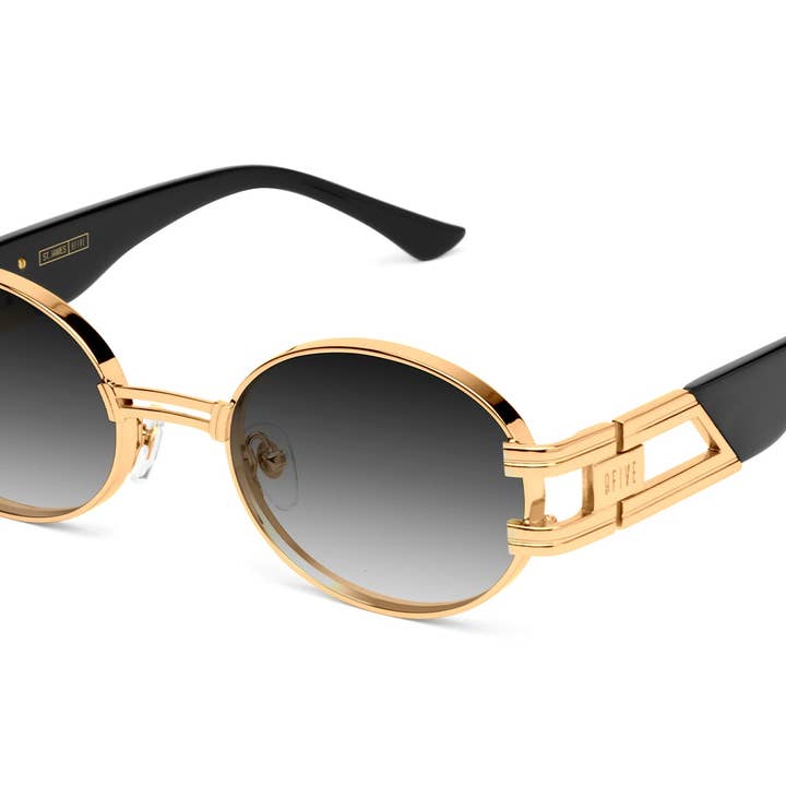 9FIVE St. James nero e oro 24 carati - Occhiali da sole sfumati per la vendita all'ingrosso da parte di 9FIVE