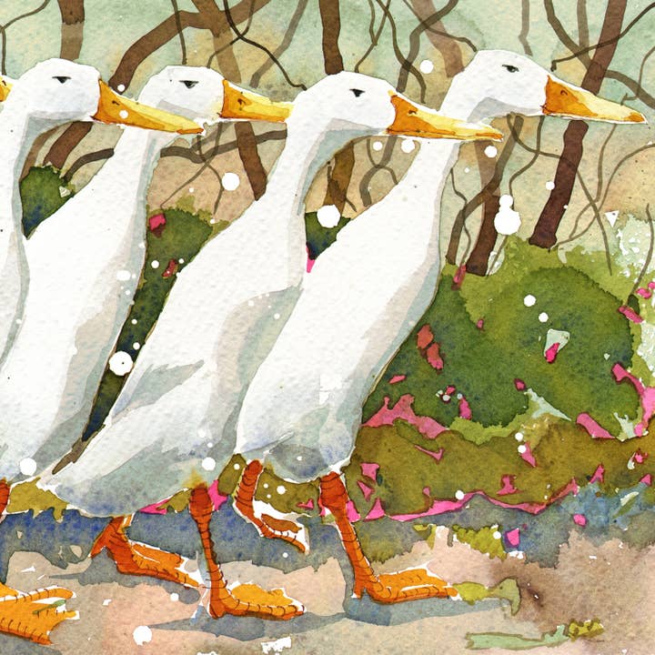 Runners, snow Greetings Card for wholesale by Mary Ann Rogers Gallery