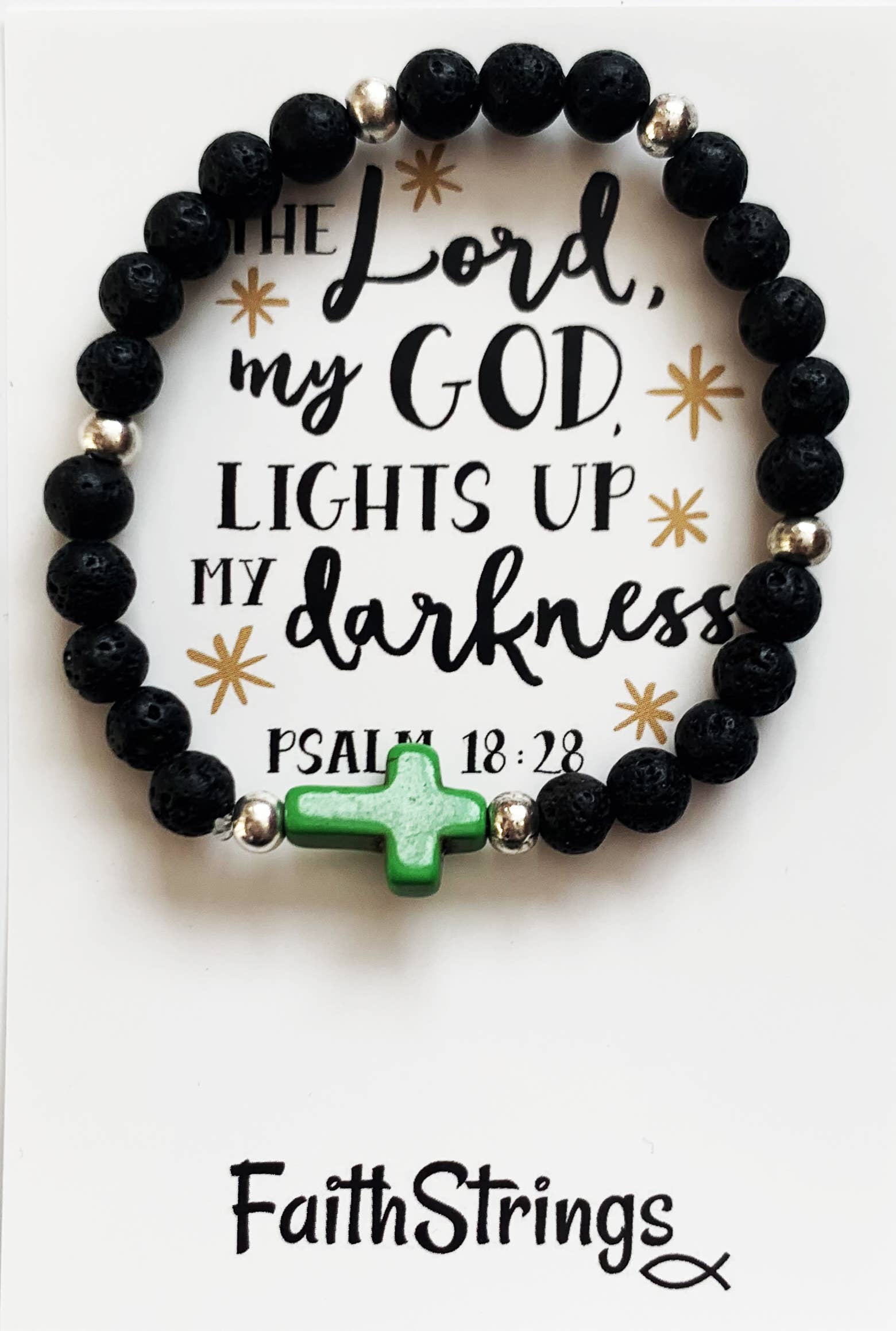 Faithstrings – wholesale Beaded bracelet – Christian Gift Cross Lava & Tibetan Bead Stretch Bracelet2