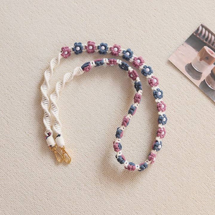 Weavey Studio – wholesale Phonecase strap – Macrame flower twisted pattern lanyard camera phone strap5