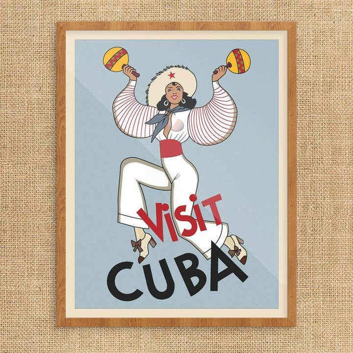 8" x 10 Visit Cuba Dancer Travel Print for wholesale by Fridgedoor