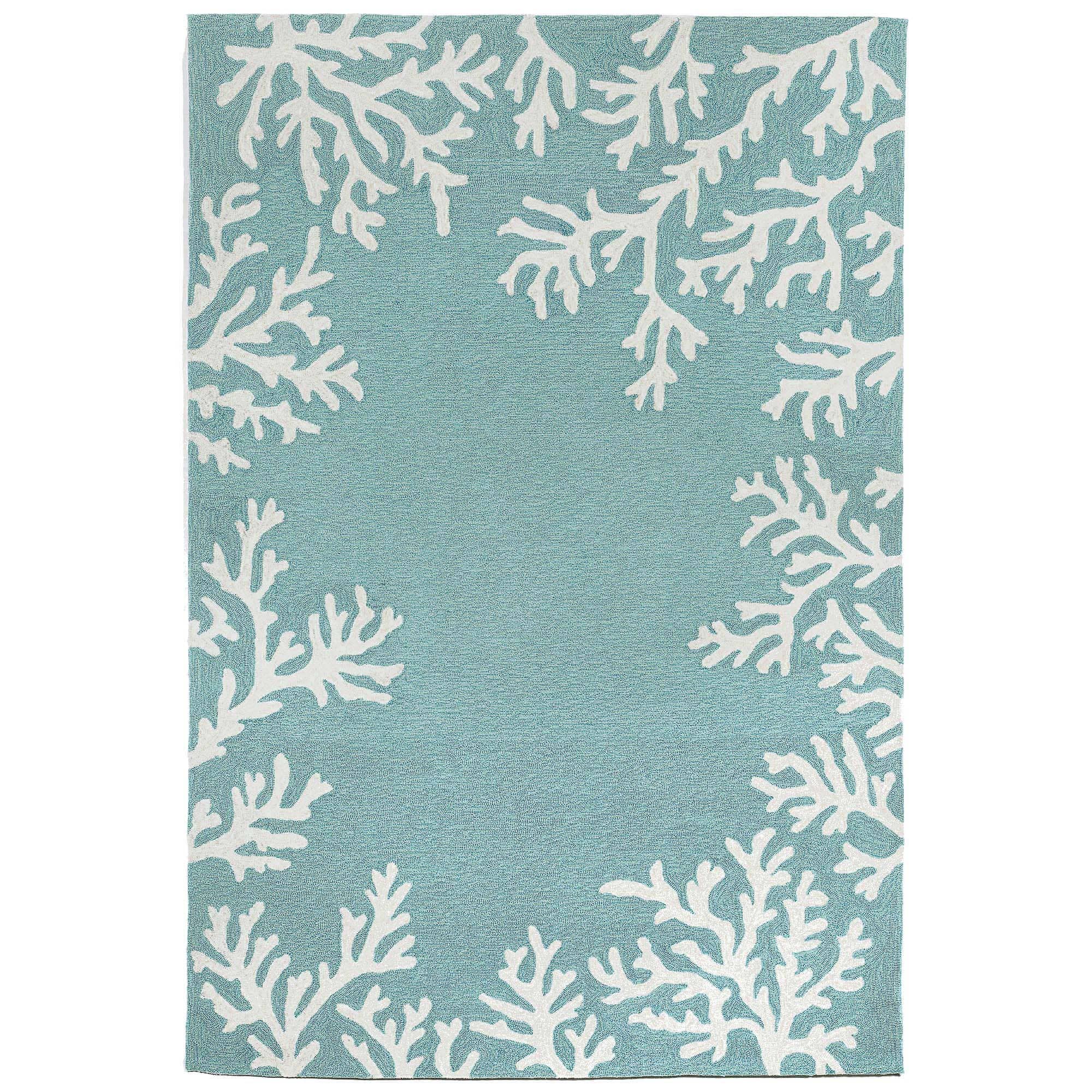 Aqua Capri Coral Border Indoor/Outdoor Rug for wholesale on Faire1