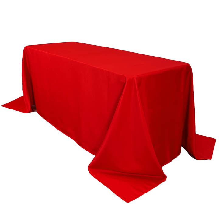 90 x 132 inch Polyester Rectangular Tablecloth Red for wholesale by YOUR CHAIR COVERS
