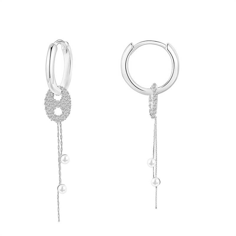 AMORINO SRL – wholesale Dangle earrings – HOOP EARRINGS WITH COFFEE BEAN AND PEARL PENDANTS0