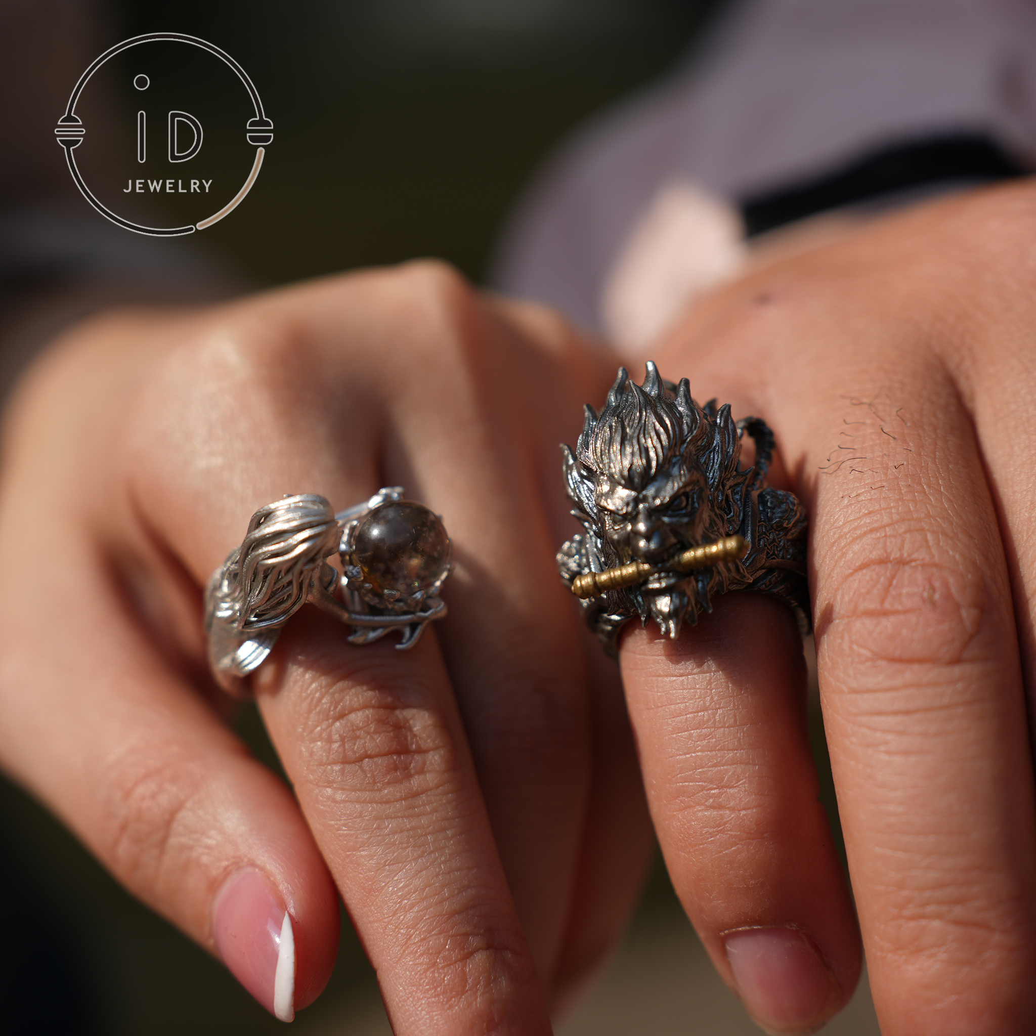 idjewelry - Wholesale Cocktail/Statement Ring - Black Wukong Ring - 925 Silver Gothic Design, Statement Jewelry for Fantasy Lovers8
