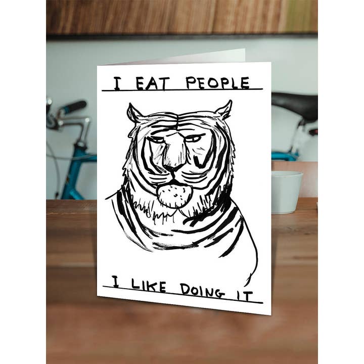 David Shrigley x Brainbox Candy – wholesale Everyday greeting card – Funny David Shrigley Greetings Card - I Eat People Funny