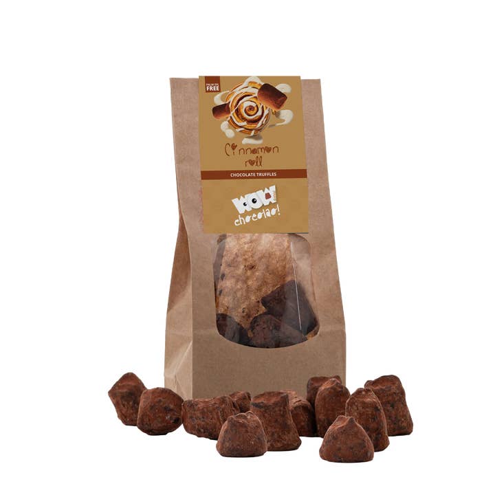 Cinnamon Roll Chocolate Truffles - Biodegradable bag 130g for wholesale by WOW Chocolao! - UK Warehouse