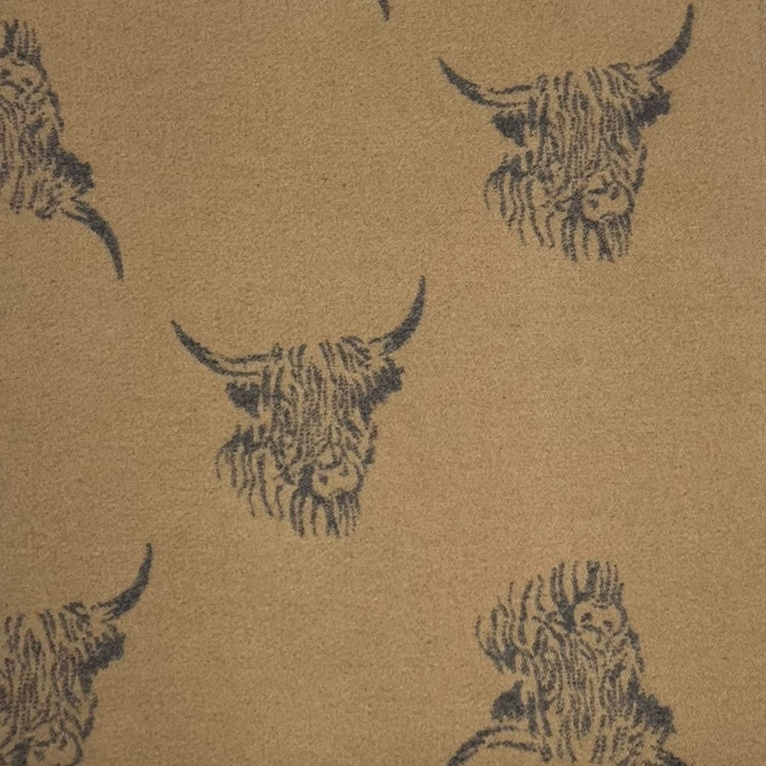 London Scarves - Wholesale Scarf - Women's - Highland cows on cashmere blend scarf finished with tassels10