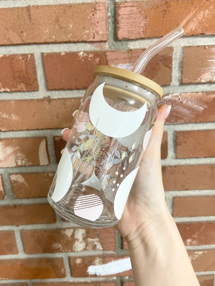 ICED coffee glass; beer can glass; boho for wholesale by LovealwaysDesignsUS