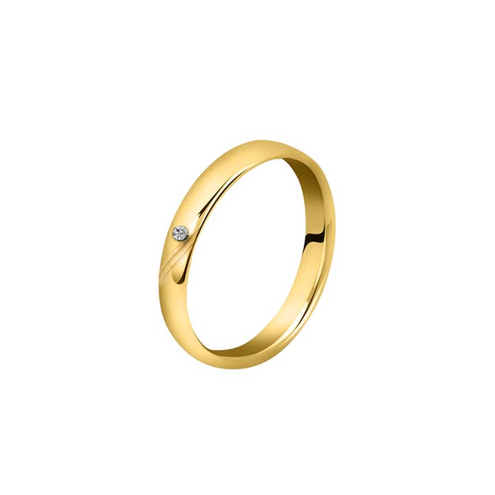 WEDDING RING WITH CENTRAL RHINESTONE AND THIN ENGRAVING -XP22584D492 for wholesale by AMORINO SRL