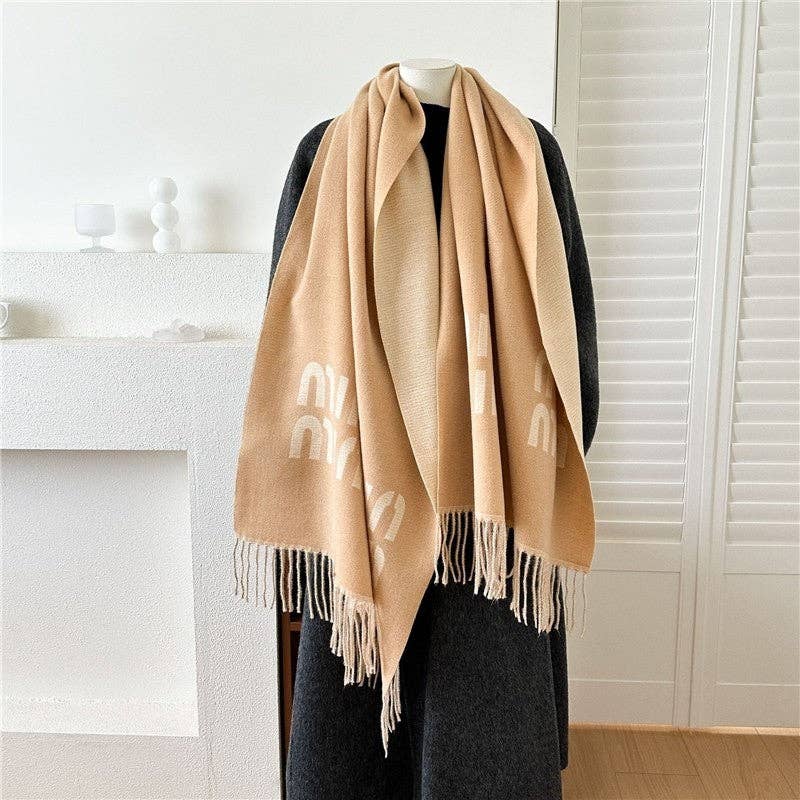 Ekartini - Wholesale Scarf - Women's - Jacquard Fringe Cashmere-Like Scarf8