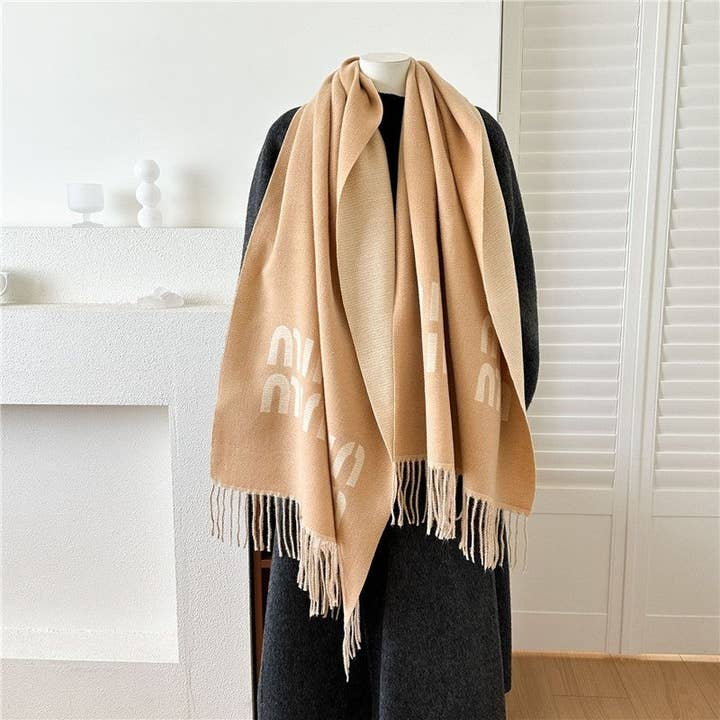 Ekartini - Wholesale Scarf - Women's - Jacquard Fringe Cashmere-Like Scarf8