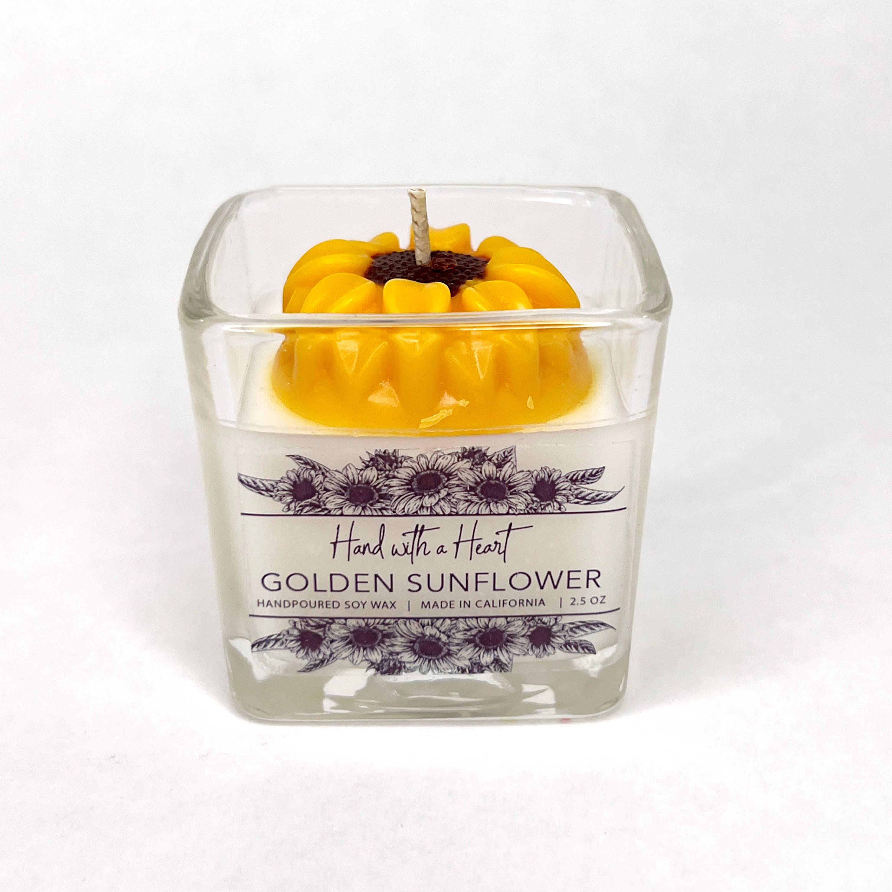 Hand with a Heart - Wholesale Novelty Candle - Golden Sunflower Soy Wax Candle5