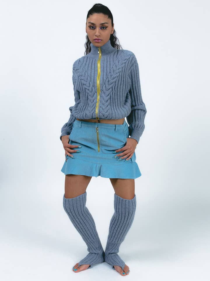 Camisola de malha com cabo com zíper por atacado de abacaxi