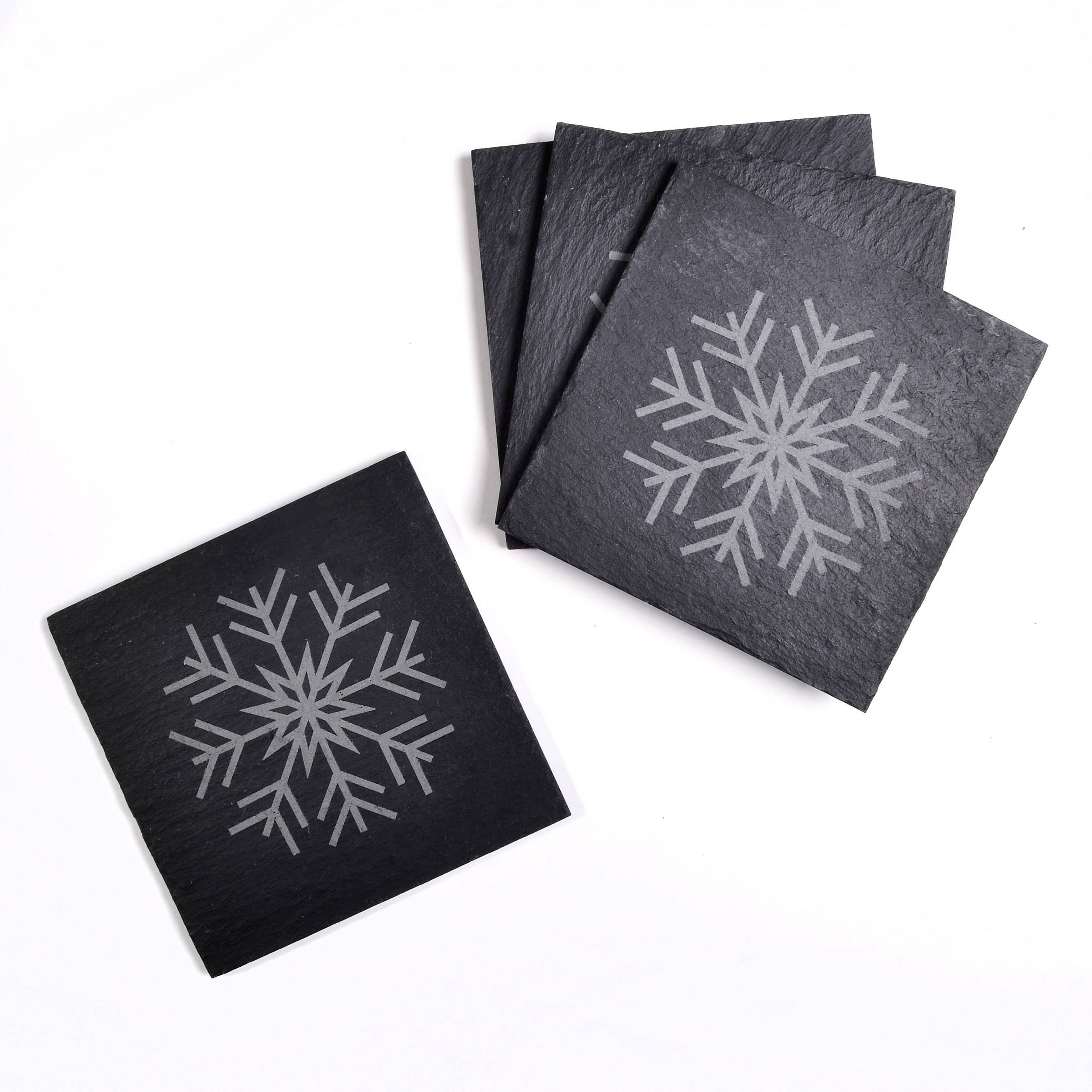 The House nameplate company - Wholesale Onderzetters - 4 kerstonderzetters, vierkant van 10 cm, gemaakt van gescheurd leisteen1